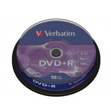 DVD+R, 16x, Branded, Silver Non Print Surface 10pk
