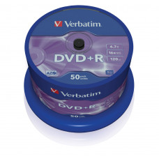 DVD+R, 16x, Branded, Silver Non Print Surface 50pk - 